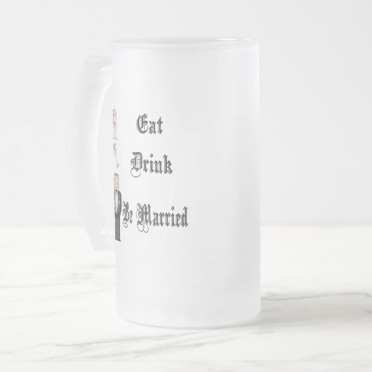 Eat, Drink, trouwen Matglas Bierpul (Voorkant links)