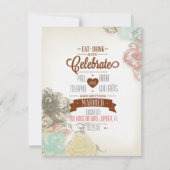 Eat Drink Vieren IV Huwelijksuitnodiging Kaart (Voorkant)