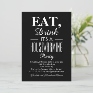 Eat Drink, Vintage Poster, Housewarming Invite Kaart