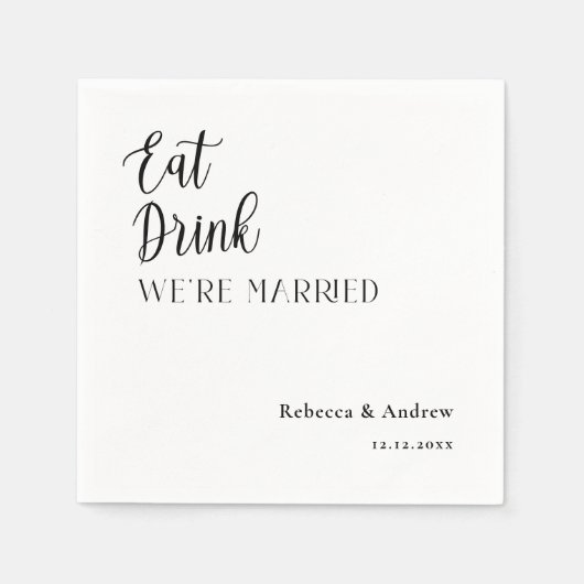 Eat Drink We trouwden op persoonlijke bruiloft Nap Servet (Voorkant)