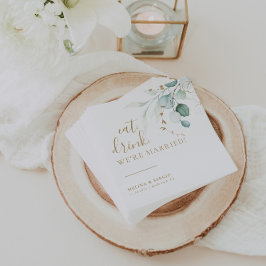 Eat Drink We zijn getrouwd met Gold Wedding Servet