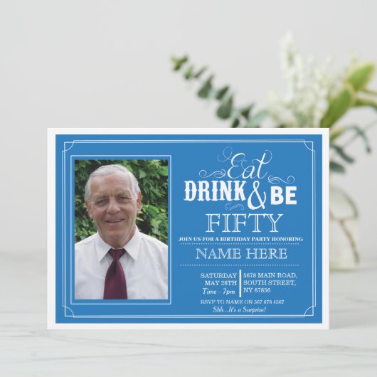 Eat Drink & wees 50 of om het even welke Leeftijd  Kaart (Staand voorkant)