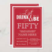 Eat Drink & wees 50 of om het even welke Leeftijd Kaart (Voorkant / Achterkant)
