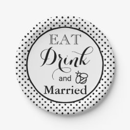 Eat Drink, wees getrouwd | polka-puntpatroon|honin Papieren Bordje