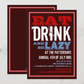Eat, Drink & wees lui op 4 juli BBQ Party Kaart (Voorkant / Achterkant)