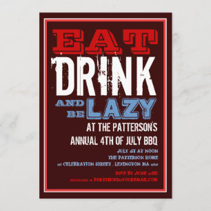 Eat, Drink & wees lui op 4 juli BBQ Party Kaart