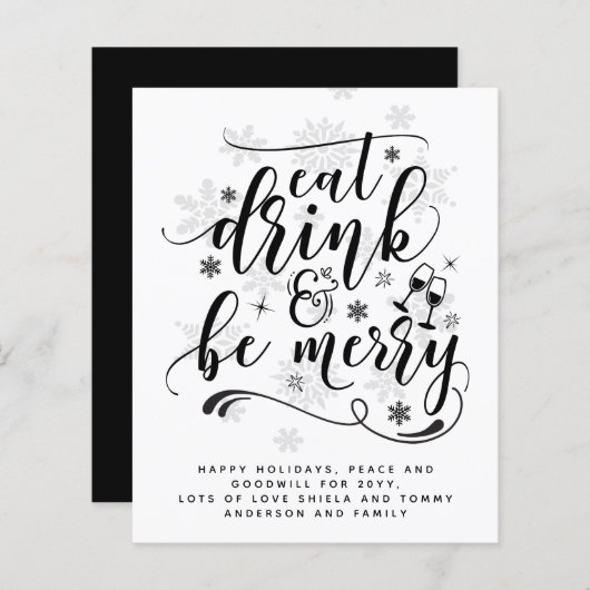 Eat Drink Wees prettig kersttypografie (Voorkant / Achterkant)