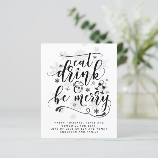 Eat Drink Wees prettig kersttypografie (Staand voorkant)