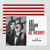 Eat Drink & Wees prettige kerstfeestdag fotokaart Feestdagenkaart (Voorkant / Achterkant)
