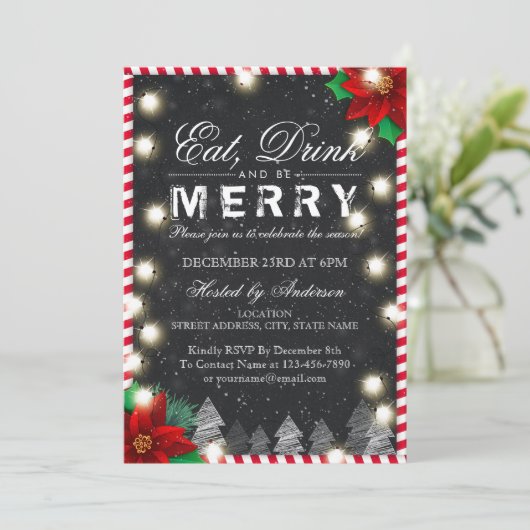 Eat Drink & Wees prettige kerstfeestdagen Kaart (Staand voorkant)