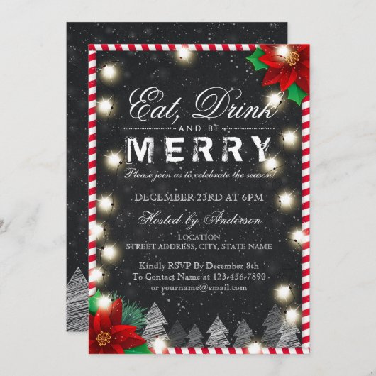 Eat Drink & Wees prettige kerstfeestdagen Kaart (Voorkant / Achterkant)