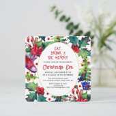 Eat Drink & Wees vrolijk kerstfeest Eve Floral Kaart (Staand voorkant)