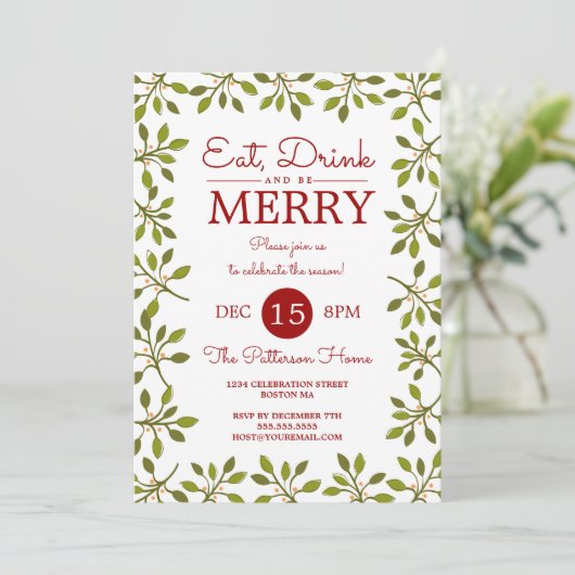 Eat Drink & Wees vrolijk kerstfeest Kaart (Staand voorkant)