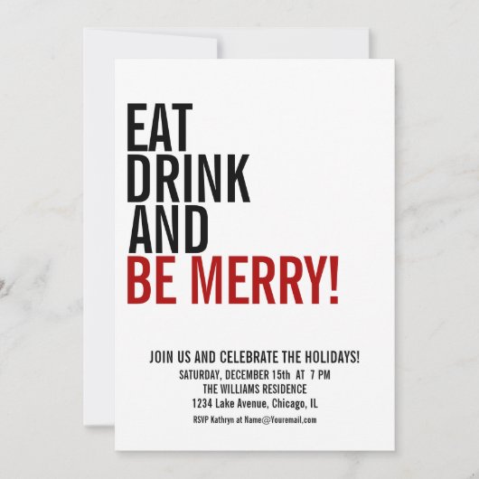 Eat Drink & Wees vrolijk kerstfeest Kaart (Voorkant)
