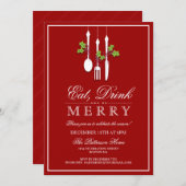 Eat Drink & Wees vrolijk kerstfeest Kaart (Voorkant / Achterkant)