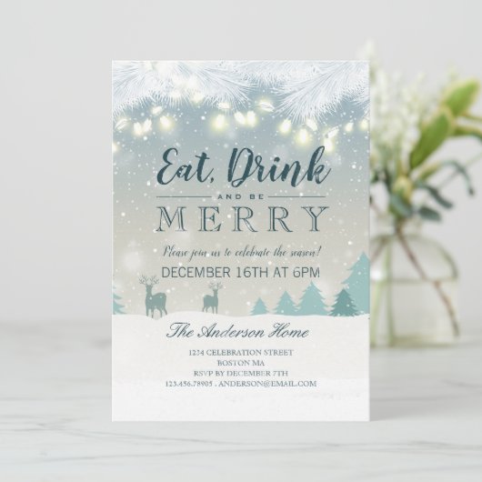 Eat Drink & Wees vrolijk kerstfeest Kaart (Staand voorkant)