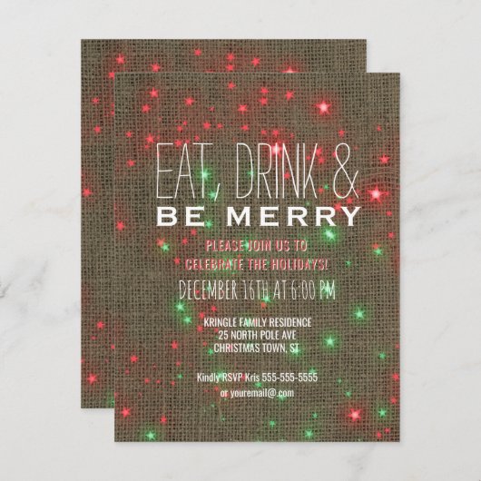 Eat Drink Wees vrolijk kerstfeest Rustige feestdag Kaart (Voorkant / Achterkant)