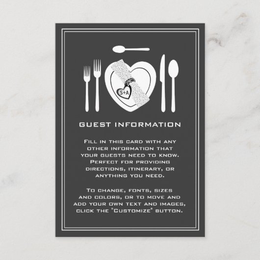 Eat Drink & Word huwelijksbruidskaart Informatiekaartje (Voorkant)