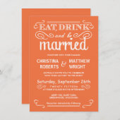 Eat Drink & zijn huwelijk Rustic Wedding - Oranje Kaart (Voorkant / Achterkant)