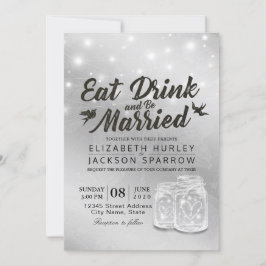 EAT Drinken & Getrouwd Trouw Mason Potten Lichten Kaart