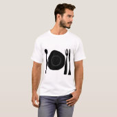 Eat Eat Black and White Bord and Utensihic T-shirt (Voorkant volledig)