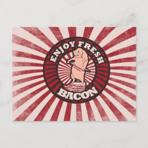 Eat Fresh Bacon Funny Pig Parody Briefkaart