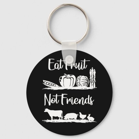 Eat Fruit not Friends Cute Vegan Sleutelhanger (Voorkant)