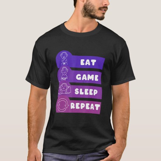 Eat Game Sleep Herhalen T-shirt (Voorkant)