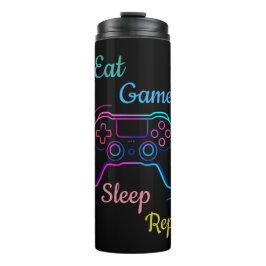 Eat Game Sleep Repeat | Neon Gamer Customizable   Thermosbeker