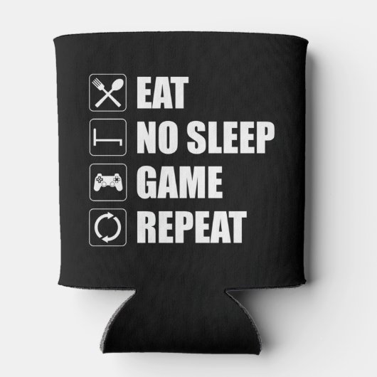 Eat, geen slaap, game, herhaal - grappige videokam blikjeskoeler (Achterkant)