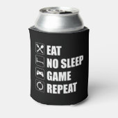 Eat, geen slaap, game, herhaal - grappige videokam blikjeskoeler (Blikje Achterkant)