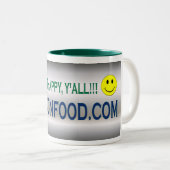 Eat Happy Y'all-HankOnFood.com Coffee Mok! Tweekleurige Koffiemok (Voorkant rechts)