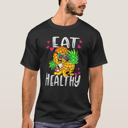 Eat Healthy grappige Valentijnsdag Pineapple love  T-shirt (Voorkant)
