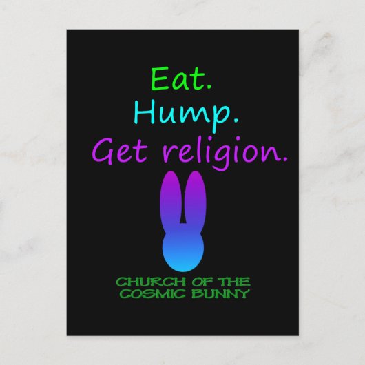 Eat Hump Religie Cosmic Bunny Briefkaart (Voorkant)