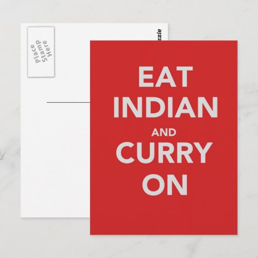 Eat Indian and curry on Briefkaart (Voorkant / Achterkant)