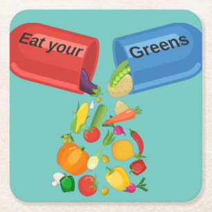 Eat je Greens Veggie Pill Nutrition Healy Food Kartonnen Onderzetters