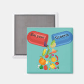 Eat je Greens Veggie Pill Nutrition Healy Food Magneet (Voorkant / Achterkant)