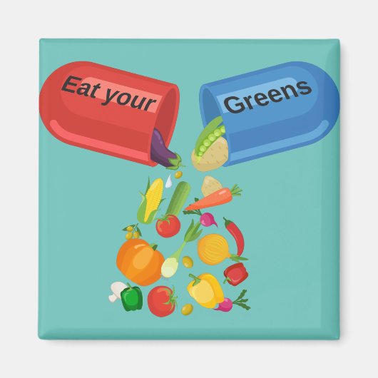 Eat je Greens Veggie Pill Nutrition Healy Food Magneet (Voorkant)