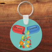 Eat je Greens Veggie Pill Nutrition Healy Food Sleutelhanger (Voorkant)