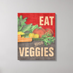 Eat je Veggies Kitchen Wall Decor Art Canvas Afdruk