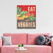 Eat je Veggies Kitchen Wall Decor Art Canvas Afdruk (Insitu (Woonkamer))