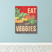 Eat je Veggies Kitchen Wall Decor Art Canvas Afdruk (Insitu (Houten vloer))