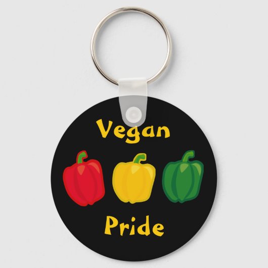 Eat je Veggies Peppers Vegan Pride Sleutelhanger (Voorkant)