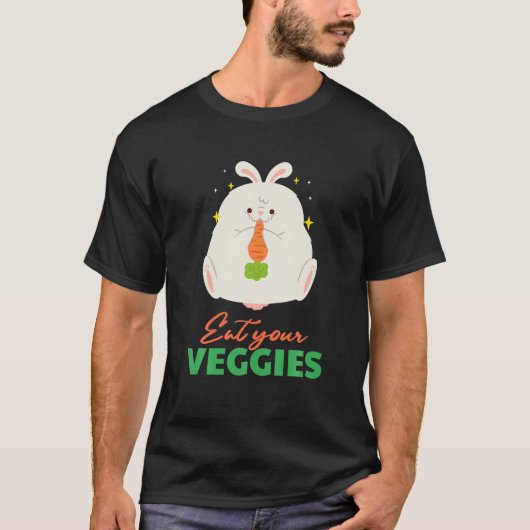 Eat je Veggies Rabbit Vegan Vegetable Green Orga T-shirt (Voorkant)
