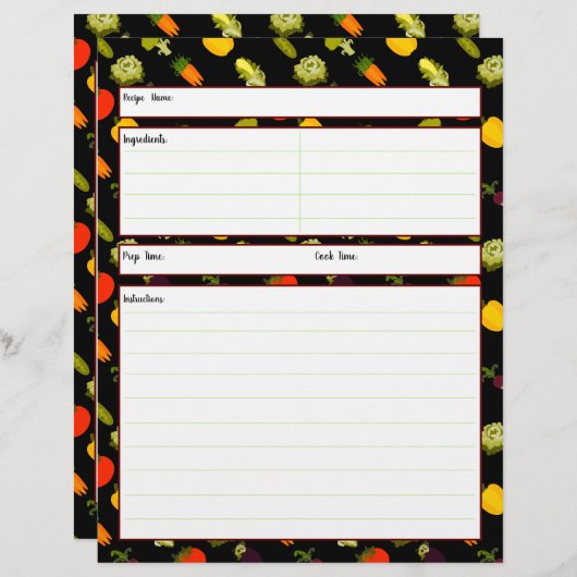 Eat je Veggies Recipsheet (Voorkant / Achterkant)