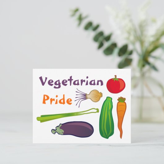 Eat je Veggies Vegetarian Pride Briefkaart (Staand voorkant)