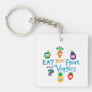 Eat je Veggies, Veggies, Cute Graphic Sleutelhanger