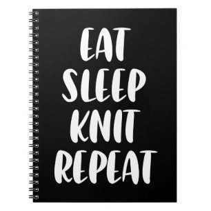 Eat Knit Sleep Zwart notitieboek herhalen
