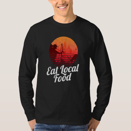Eat Local Food Bowhun Retro Hunter T-shirt (Voorkant)
