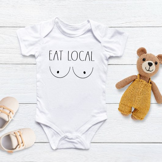 "Eat Local" Grappig Borstvoeding Baby Bodysuit